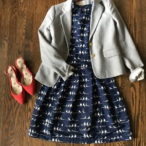 UPDATED! ModCloth navy bird print dress sz small